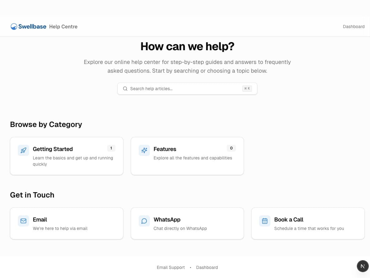 Help Centre homepage